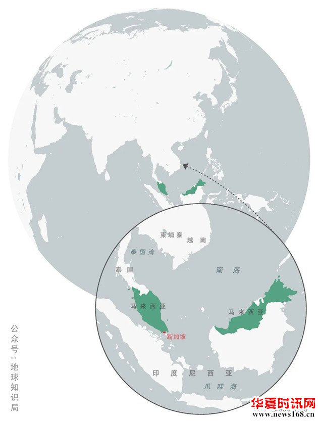 马来西亚与新加坡地理位置图